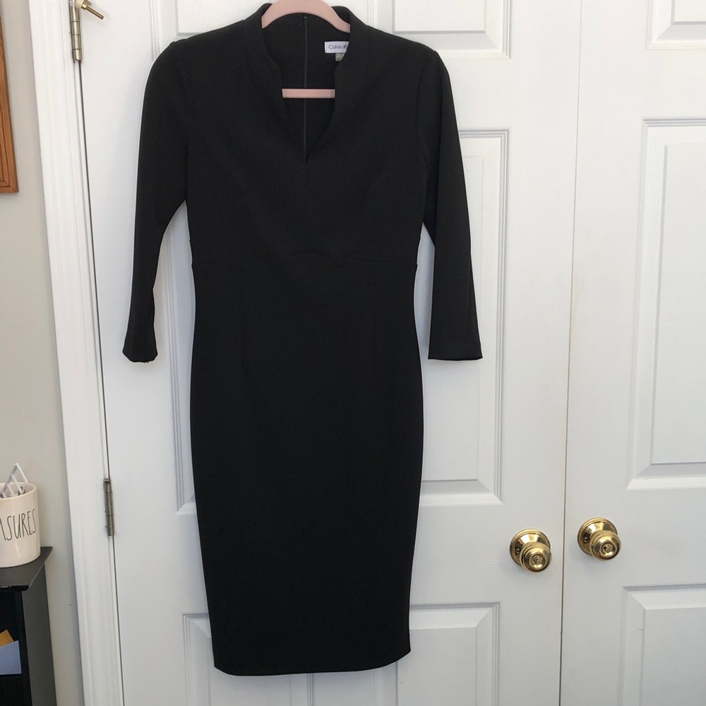 Calvin Klein Elegant Black Long Sleeve Dress